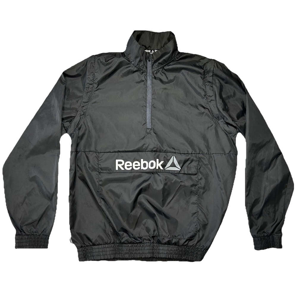 Reebok Windbreaker Jacket Boys 2XL Pullover 1/4 Zip Convertible Vest Running EUC